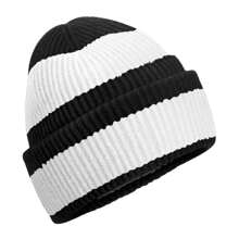 Beechfield Colour Block Beanie (Black/Soft White) - Black - View 1