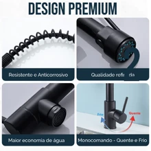 Holtter Home Design Gourmet Single Lever Kitchen Tap Matte Black 50 Cm