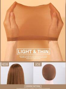 Stretchy Nylon Wig Caps For Women – Breathable & Secure Stocking Caps For Lace Front Wigs, Available In Black, Beige, Dark Brown (5~100pcs) - Multicolor - View 3