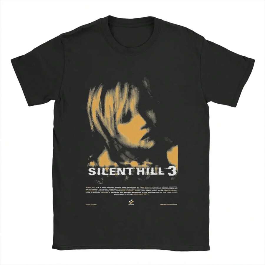 Silent Hill 3 T Shirts Men's Pure Cotton Vintage T-Shirt Round Collar Tee Shirt Short Sleeve Clothing Birthday Present - 黑色 - 查看 1