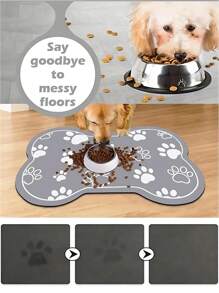 DODOPET Jogo americano para alimentação de animais de estimação com desenho animado - adequado para cães e gatos, superabsorvente e de secagem rápida; design antiderrapante na parte inferior; tapete de alimentação fofo com estampa de pata de cachorro em formato de osso; estrutura multicamadas melhora a praticidade; bordas perfeitas, material que não irrita a pele; ótimo para uso diário - Multicolorido - Ver 3