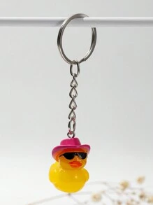 2pcs Cute Duck Wearing Hat Design Keychain, Suitable For Hanging On Wallet, Keys, Party Favors, Gifts For Friends Car Accessories Bag Charm School Cartoon Goth Y2k