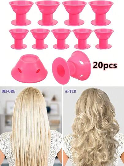 20 Stücke nicht-schädigendes Silikon Haar Lockenwickler, hitzefrei Haar Lockenwickler zum Schlafen, lässige Wellen Haar Styling Tool, Haar Lockenwickler, hitzefrei Locken, Haar Lockenwickler, Haar Produkte und Zubehör für Friseur Salon Schönheit, Reise Urlaub Essentials, Haar Lockenwickler, Lockige Haar Produkte, Lockenwickler