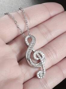 1pc Elegant & Fashionable Copper Music Note Pendant Necklace - Grace - View 9