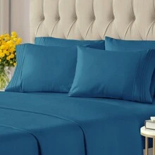 2100 Series Luxury Deep Pocket Bed Sheet Set 6-Piece - 新青色 - 查看 1