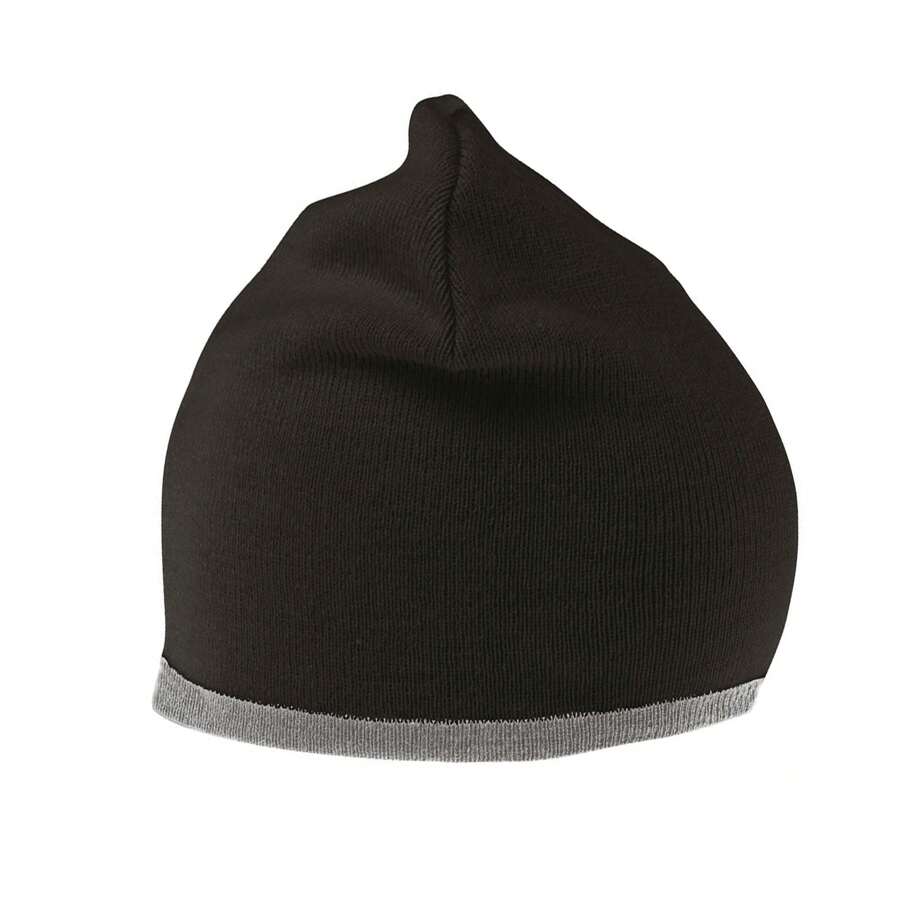 Result Soft Touch Cuffless Beanie (Black/Grey) - 62gsm 100% Polyacrylic - Black - View 1