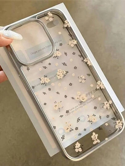 High-Quality Electroplated Fresh Floral Design Soft Phone Case, Unique Gift For Girlfriend, Friend Or Yourself, Compatible With IPhone 16/15/15 Pro/15 Pro Max/14/13/12/11/Xs Max Series, Shock-Proof And Anti-Slip Protection