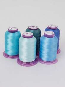 5 件装涤纶绣花线，120D/2，每件 550 码 - 适合机器缝纫和针织，多种颜色 - 彩色 - 查看 5