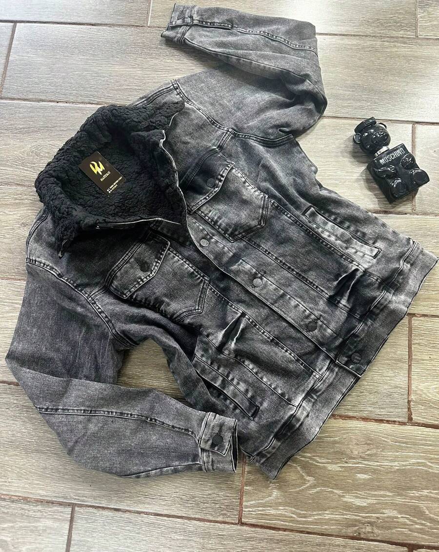 CHAMARRA  CABALLERO MEZCLILLA STRECH  TONO HUMO - Gris Oscuro - Ver 1