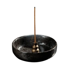 Ceramic Incense Plate, Small Jade Stone Incense Holder For Home, Indoor Zen Tea Ceremony Display, Metal Gourd 9-Hole Incense Stick Burner, Ceramic Handicrafts