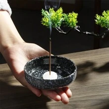 Ceramic Incense Plate, Small Jade Stone Incense Holder For Home, Indoor Zen Tea Ceremony Display, Metal Gourd 9-Hole Incense Stick Burner, Ceramic Handicrafts