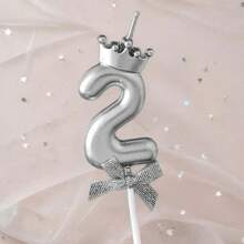 3D Crown Bow 0-9 Digital Candles Birthday Cake Candles Birthday Party Plugin Dress Up Candles