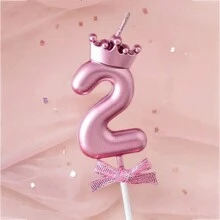 3D Crown Bow 0-9 Digital Candles Birthday Cake Candles Birthday Party Plugin Dress Up Candles