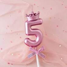 3D Crown Bow 0-9 Digital Candles Birthday Cake Candles Birthday Party Plugin Dress Up Candles