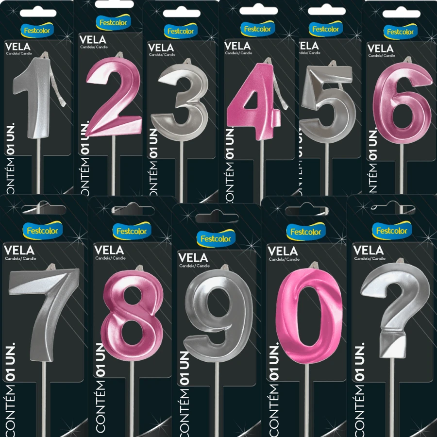 Velas para Festa de Aníversário e Comemorações Slim Metalic Colorida - FestColor - Pink - Visão 1