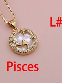 Micro Pavê, Micro Pavê, Charme de Concha de Luxo CZ, Charme das Doze Constelações, Pingente do Zodíaco para DIY Astrology Metal Handmade Colar