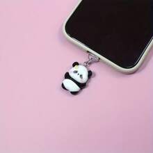 Cute Panda Phone Decor: Adorable Black & White Panda And Floral Design, Protect Your Phone From Dust - Compatible With IPhone, And Type-C Devices Dust Plug - Multicolor - View 4
