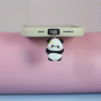 Decorazione per telefono a tema panda carino: design adorabile in bianco e nero del panda e floreale, protegge il telefono dalla polvere - compatibile con e dispositivi con porta USB di tipo C