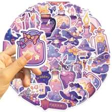 50 件药水瓶女巫蜡烛主题涂鸦贴纸，吉他滑板瓶保险杠头盔滑雪板笔记本电脑手机壳冰箱门行李摩托车汽车 DIY 涂鸦贴纸 - 彩色 - 查看 8