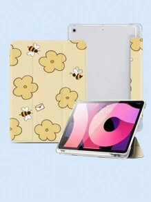 Ayotu Husă Bees And Flowers compatibilă cu Samsung Galaxy Tab/IPad, iPad a 9-a/8-a/7-a generație de 10,2 inchi, husă nouă pentru iPad a 10-a generație, cu trezire/dormire automată, anti-cădere în patru colțuri - Multicolor - Vizualizare 3