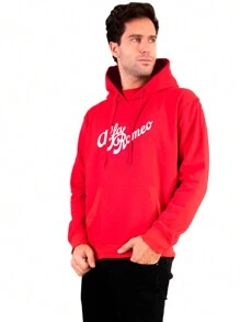 Alfa Romeo Men's Solid Color Drawstring Design Sweatshirt With Pocket - Red - View 1