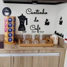 Bandeja Borda Baixa com Alça Para Cantinho do Café Organização Escritório Copa Cápsulas Elegante Prática - Verniz - Visão 6