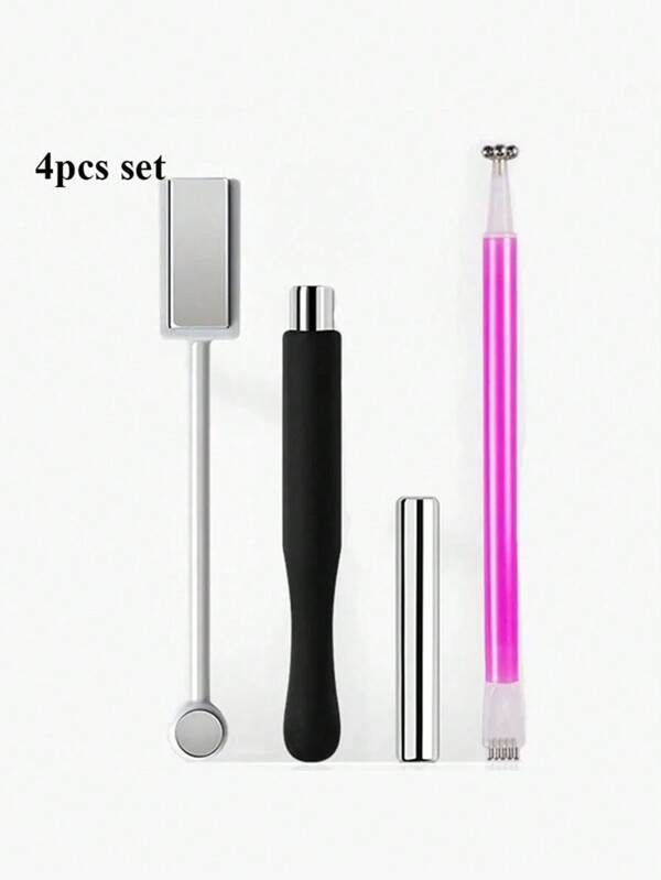 4 pièces Stylo magnétique pour nail art, design 3D œil de chat, baguette magnétique double face, vernis à ongles gel, manucure magique, outils DIY et de salon, fournitures pour ongles, outils pour ongles, outils de nail art, rentrée scolaire, ongles, outils pour ongles à clipser