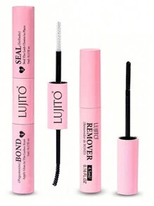 LUJITO Lash Bond And Seal 10ml Individual Lashes Glue And Seal Super Strong Hold DIY Lash Extension And Lash Glue Remover 4.5ml And Eyelash Tweezers Kit Hold 48-72 Hours Waterproof Cluster Lash Glue Eyelash Extension Kit Makeup Tool, Hypoallergenic Liquid Glue For DIY Extensions And Personal Makeup Lash Glue,Eye Lash Glue