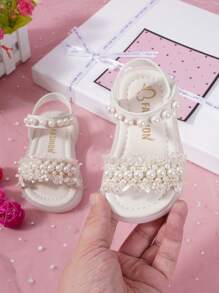Fashionable Pearl Flower Girls Sandals, Princess Baby Shoes, Spring/Summer
