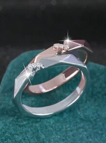 1 st. Elegante asymmetrische rand brede eternity band ring met synthetische kubieke zirkonia, veelzijdig ontwerp voor mannen en vrouwen, geschikt voor dagelijks gebruik, bijeenkomsten, cadeaus voor de feestdagen en geliefden