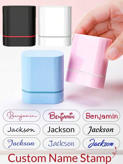 1pc Custom Solid Color Name Stamp For Clothing Back To School Supplies For Customized Waterproof Name Stamps, Back To School Supplies,Customizable Name Stamp For Clothing,Personalized Handwritten Signature Stamp, DIY Customized Cartoon Self Inking Name Seal Stamp For School Student Personalized Stationery Gift,Clothes Stamp For Waterproof,Warm Ambience, Autumn Home Refresh, Xmas Decoration