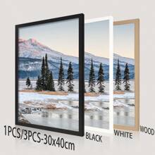 1/3 白色、黑色和木纹 30x40cm（适合 28.2x38.2cm 照片）室内海报装饰框无垫，适合作为家人和朋友的节日礼物，可水平或垂直展示 - 彩色 - 查看 1
