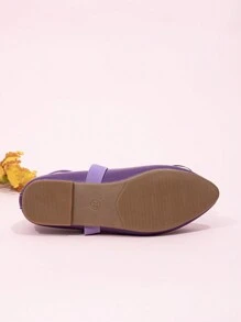 Spring & Autumn New Fashion Girls Square Toe Flat Party Shoes - Purple - View 6