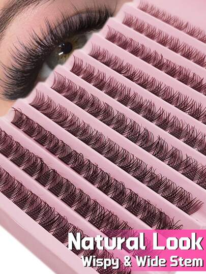 120PCS D Curl Individual Lash Clusters Natural Look Wide Stem 8-16mm DIY Lash Clusters Natural Wispy&Ultra Soft Reusable Individual Eyelash Extension Kit For Self Use At Home Or On-The-Go For Daily Life&Wedding&Dating&Party&Travel&Spring Day Lash Clusters,Eye Lash Clusters,Individual Eyelashes,Lashes,Fake Lashes