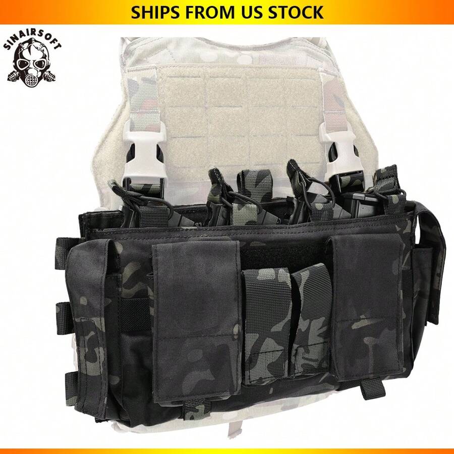 SINAIRSOFT Tactical Magazine Pouch,Mag Pouch,Tactical Vest Chest Rig Bag,MF Style Gen IV Compatible Placards For Magazines