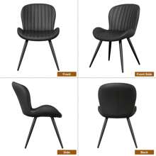 Nalupatio Modern Dining Room Chairs Set Of 2, Upholstered Kitchen Dinner Chair Fabric And Curved Backrest Kitchen Chairs - 黑色 - 查看 4