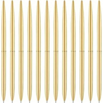 12 Pcs Metal Black Ink Pen Rotation Ballpoint Pen Retractable Writing Pens Journaling Messages Pens Note Taking Fine Point Pens For School Office Back To School