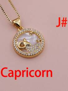 Micro Pavê, Micro Pavê, Charme de Concha de Luxo CZ, Charme das Doze Constelações, Pingente do Zodíaco para DIY Astrology Metal Handmade Colar