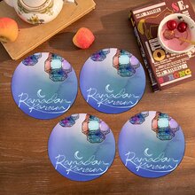 6 pezzi di sottobicchieri decorativi in serie Ramadan Kareem colore lavanda con motivo a lanterna, spessi 10 cm/2mm in morbida gomma con fondo antiscivolo, ideali per tazze, casa, cucina e tavolo da pranzo, decorazione per cucina - Multicolore - Visualizzare 3