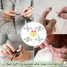 Adjustable Knitting Loop Crochet Ring, Open Finger Ring Yarn Guide Crocheting Accessories Knitting Thimble - Multicolor - View 6