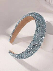 1pc Girls/Women's Fashionable Baroque Glitter Wide-Brim Headband, Shiny Christmas Hair Hoop - Multicolor - View 2