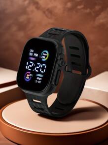 2pcs/1pc Color Display Electronic Watch, Korean Fashion Cool LED Light Couples Digital Watches For Middle School Students
