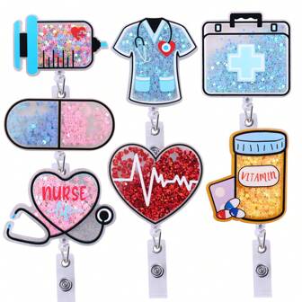 New Quicks Plastic Badge Holder With Retractable Cord, Interesting Nursing And Medical Staff ID Badge Clip Suitable For Teachers And Office Workers, Automatically Retractable, Sturdy Nylon Cord, Great Gift For RN, CNA, ER Personnel,School Supplies,Back To School