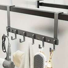 1 pieza Perchero de pared para abrigos, gancho versátil para colgar ropa, estante colgante para abrigos y toallas para baño, cocina y dormitorio - Negro - Ver 6