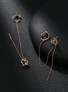 Nooxian 2pcs Heart Tassel Clip On Earrings - Golden - View 5