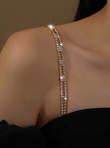 2pcs/Pair Rhinestone Studded Women's Adjustable Shoulder Bra Straps Metal Back Brassiere Strap, For Rave - Multicolor - View 16