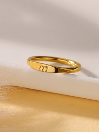1 Stück einfacher Engelszahl Ring für Frauen, 316L Edelstahl in Goldfarbe, verstellbarer Ring, Modeschmuck für den täglichen Gebrauch, Geschenkidee