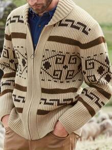 Jeffrey Lebowski Sweater Dude RoLe Play Costume Khaki Zipper Cardigan Sweater, Adult Costume - 卡其色 - 查看 4