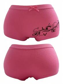 6Pcs/Lot Women Cotton Comfort Boxers Underwear Print LOVE Good Lucky Dragon Year Shorts Boyshort Panties Knickers Intimates Lingerie(6 Color Random Delivery) - Nhiều màu - Xem 7