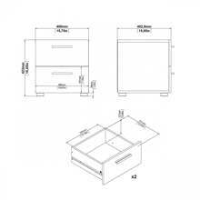 Mesa de noche de dormitorio con 2 cajones estilo Loft para adultos, color blanco-Vzcxgf